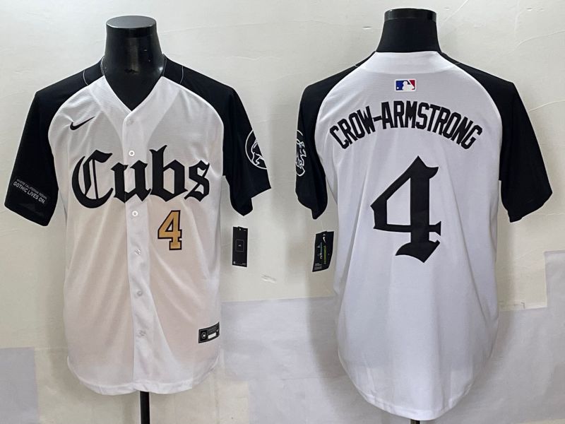 Men 2025 Chicago Cubs #4 Crow-Armstrong white black Five generations Joint Name Nike MLB Jersey style 5